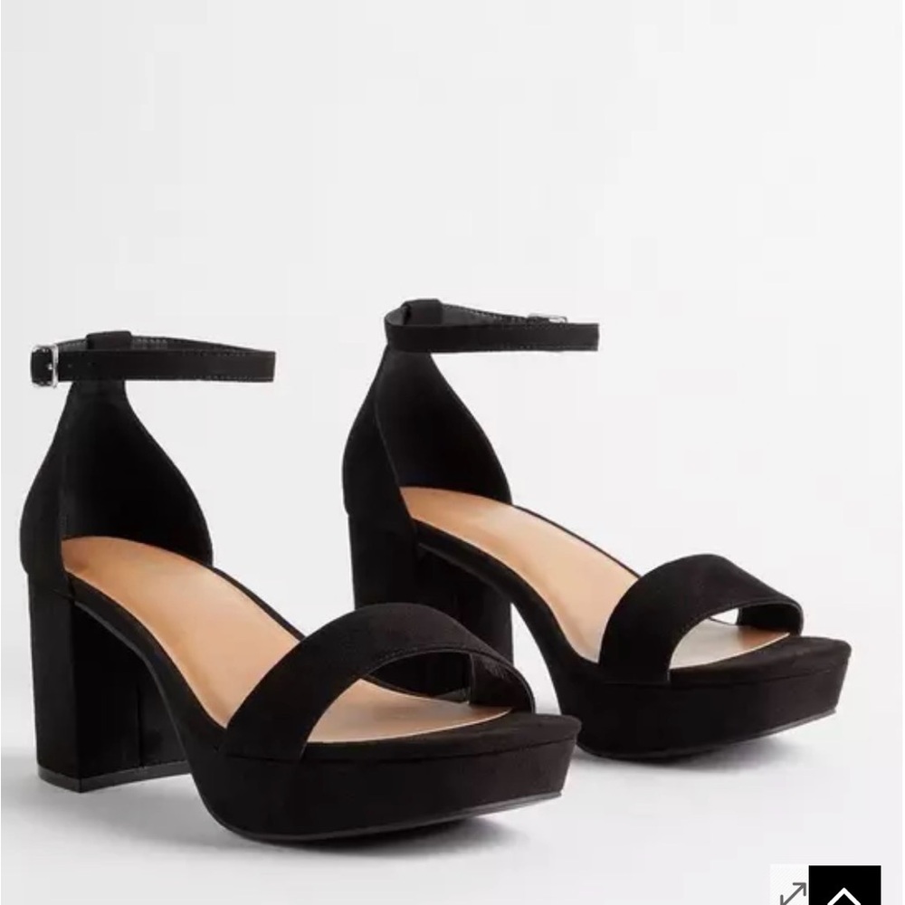 Open Toe Black Women's Platform Heels